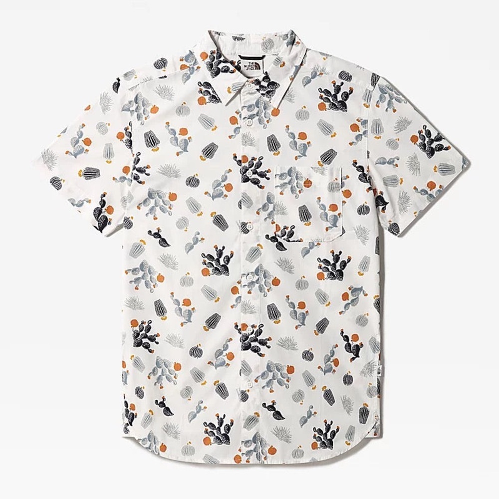 North Face Short Sleeve Button Up - Baytrail Gardenia White Cacti Print